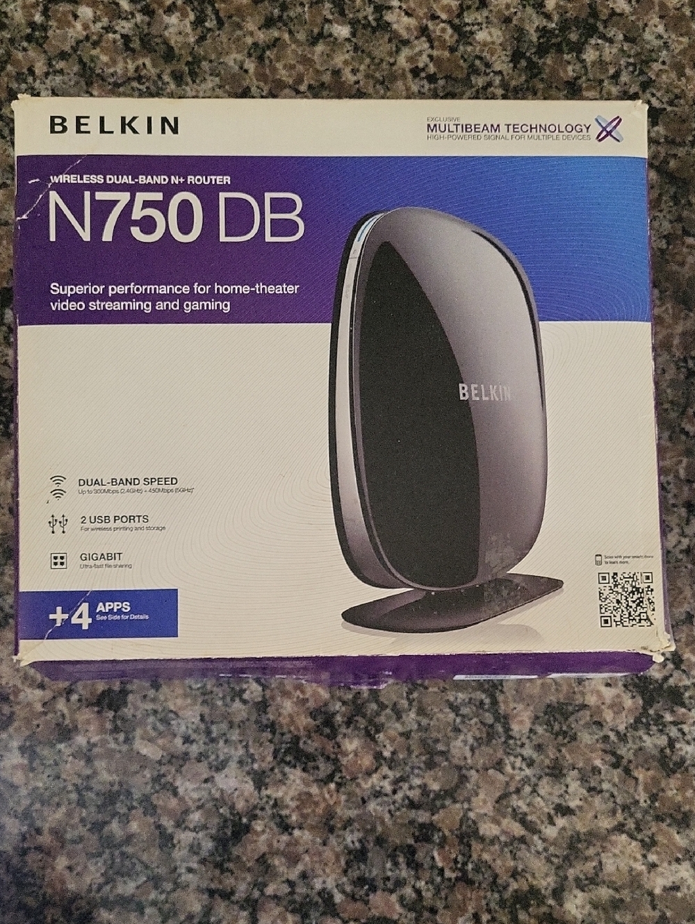 Belkin N750 DB Dual-Band Router in Black and Purple Accents New in box